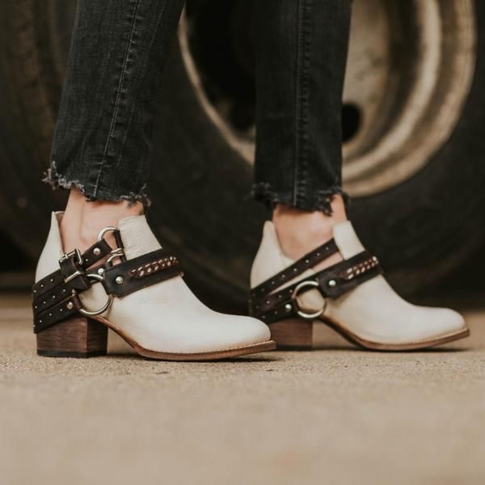 Freebird by Steven Cream, Black, and Brown Ankle Boots